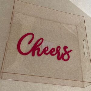 ASHLAND CHEERS Serving Bar Tray Square Holiday Kitchen Decor Party Organizer